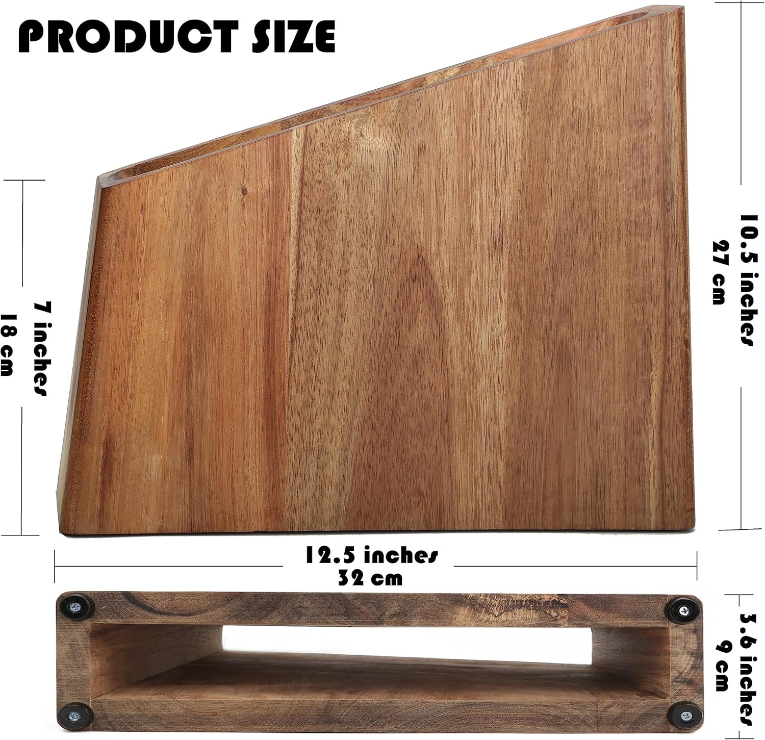 Magnetic Wooden Knife Block Display Rack for Kitchen Storage