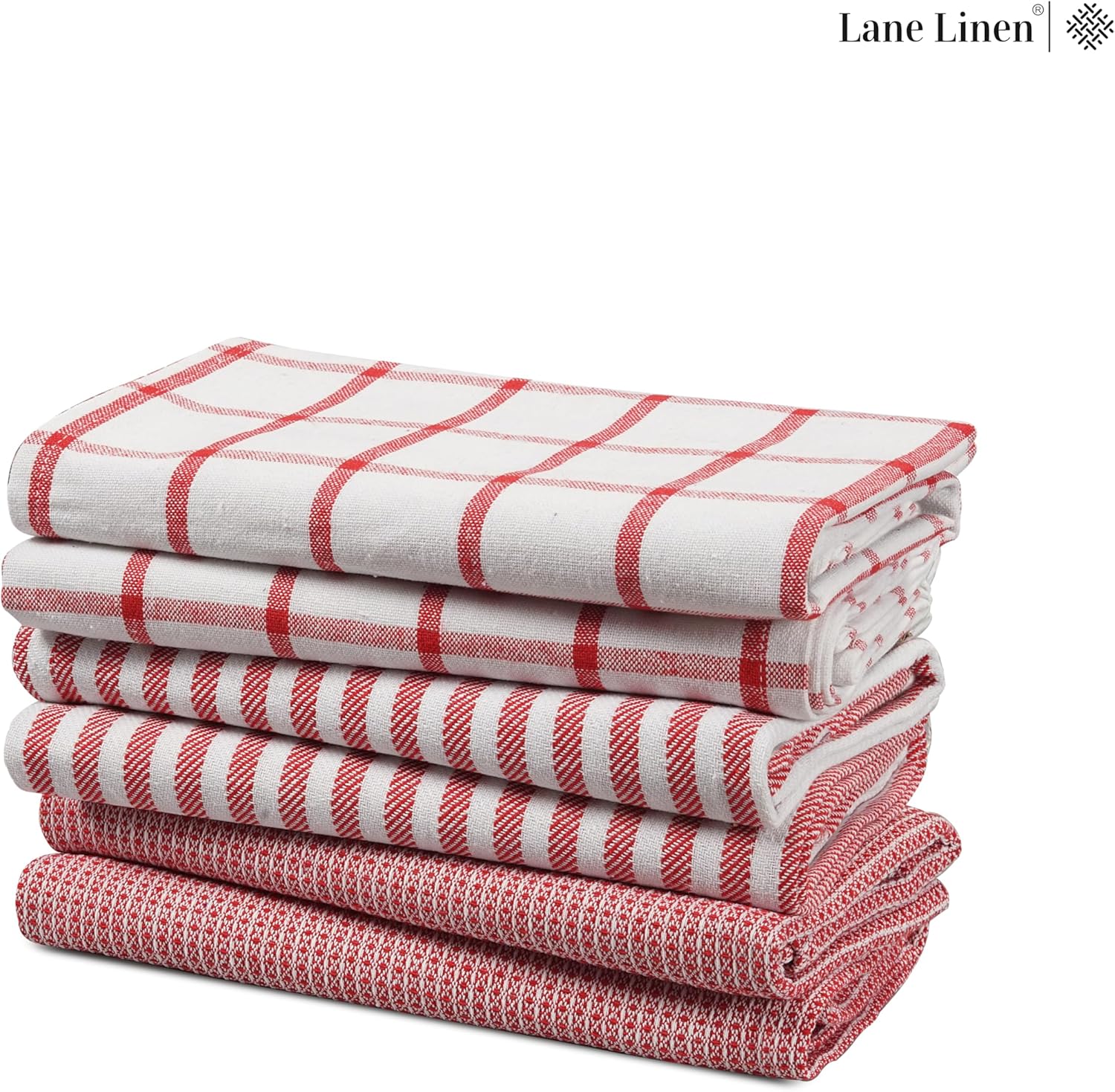 Premium 100 Cotton Kitchen Towels Set - Durable Absorbent Red