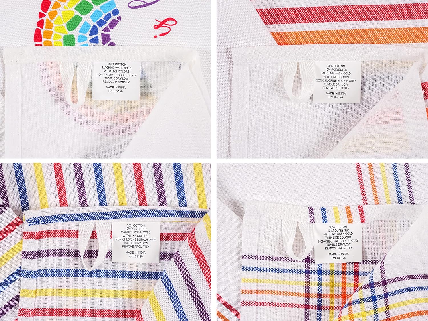 Pride Rainbow Love is Love Set of 4 Kitchen Dish Towels 18x28