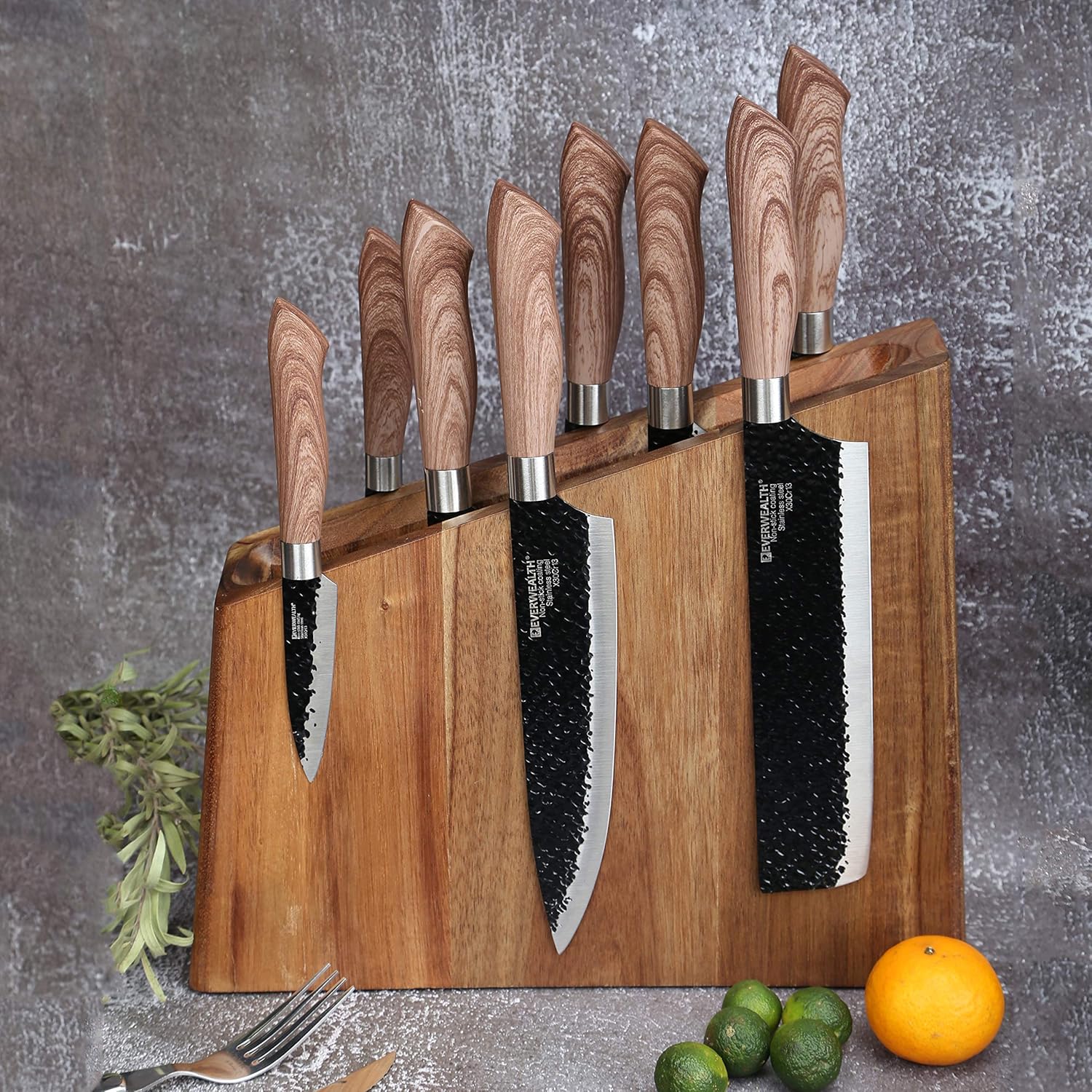 Magnetic Wooden Knife Block Display Rack for Kitchen Storage