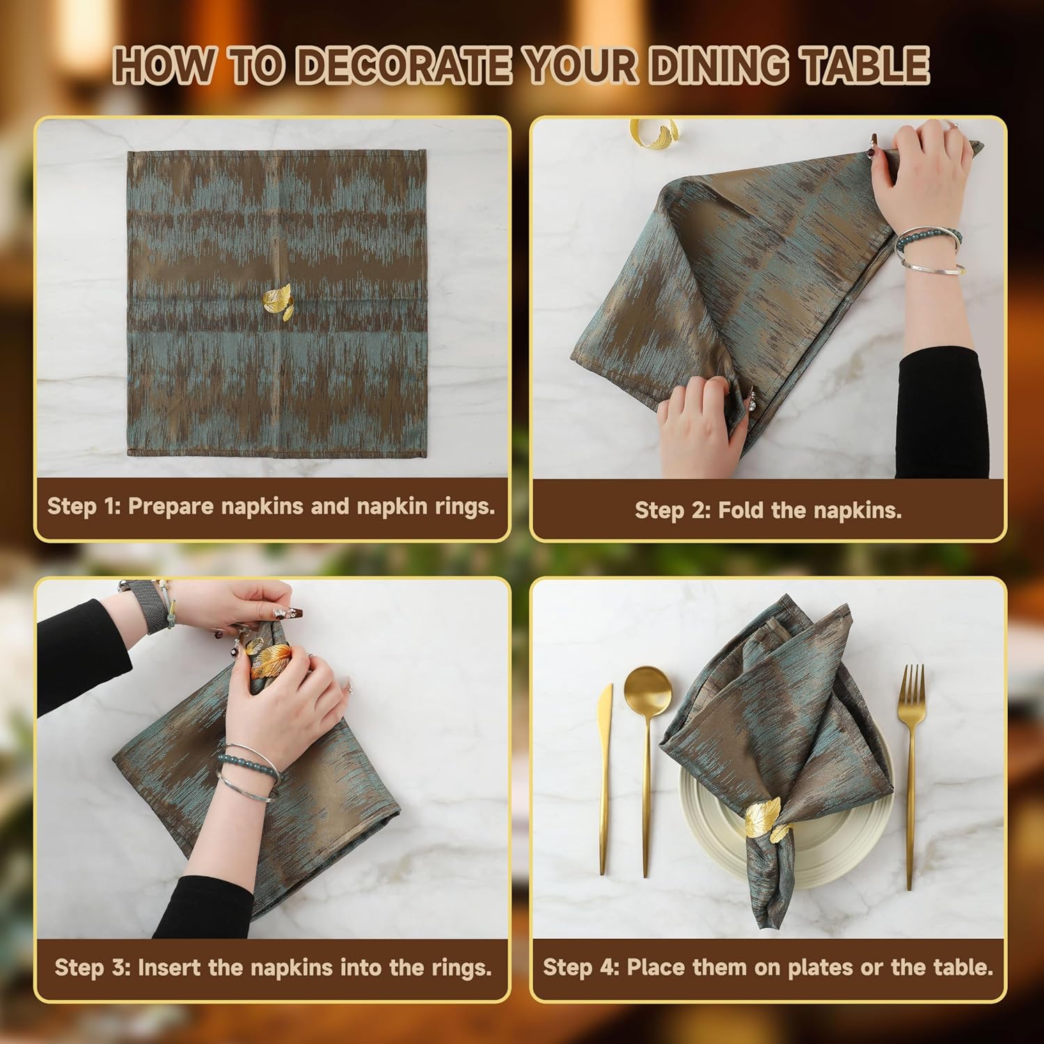 12-Piece Gold Napkin Rings Set for Home Events and Gifting