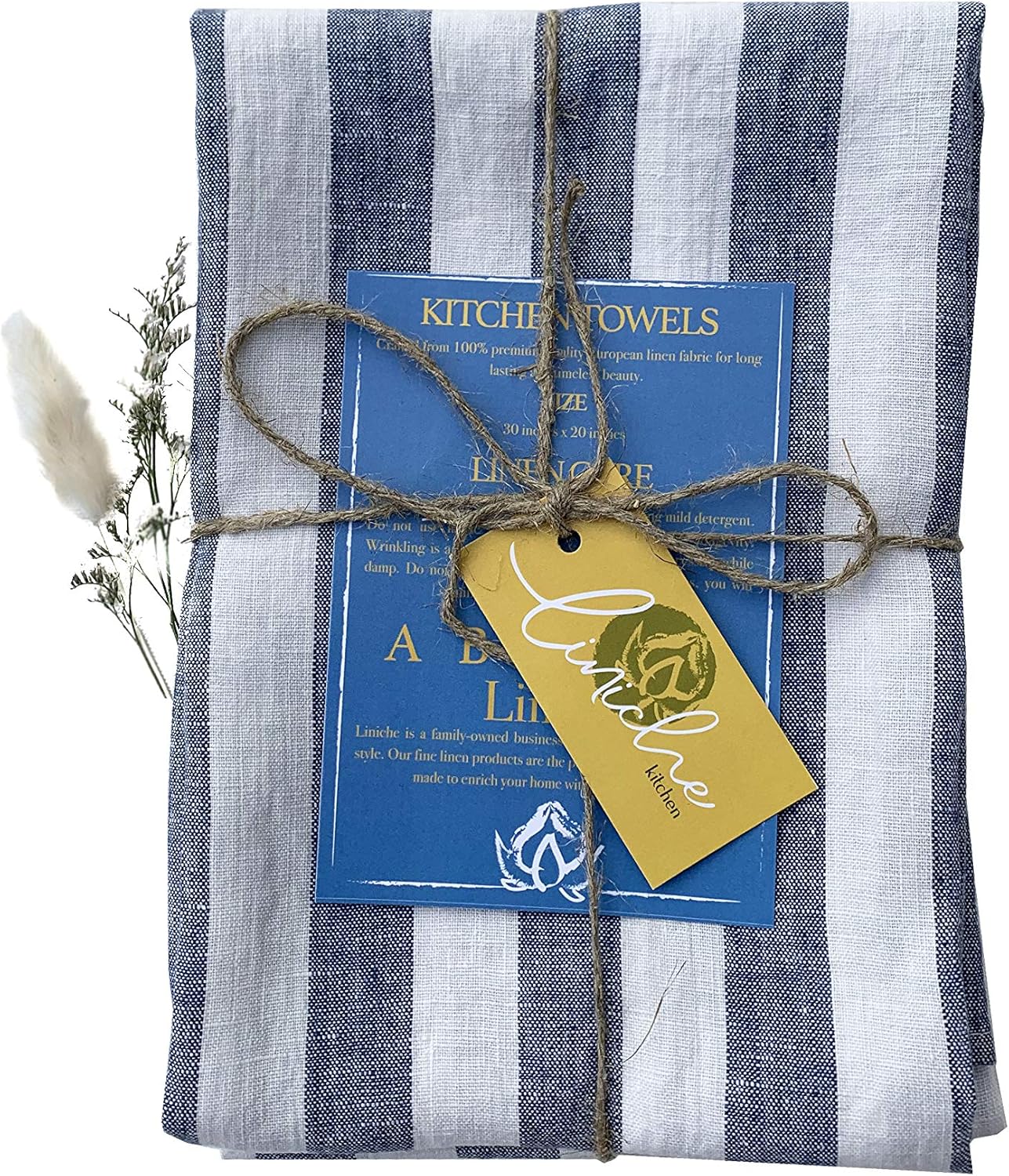 LINICHE Linen Dish Towels Pack of 2 30x20 Inches