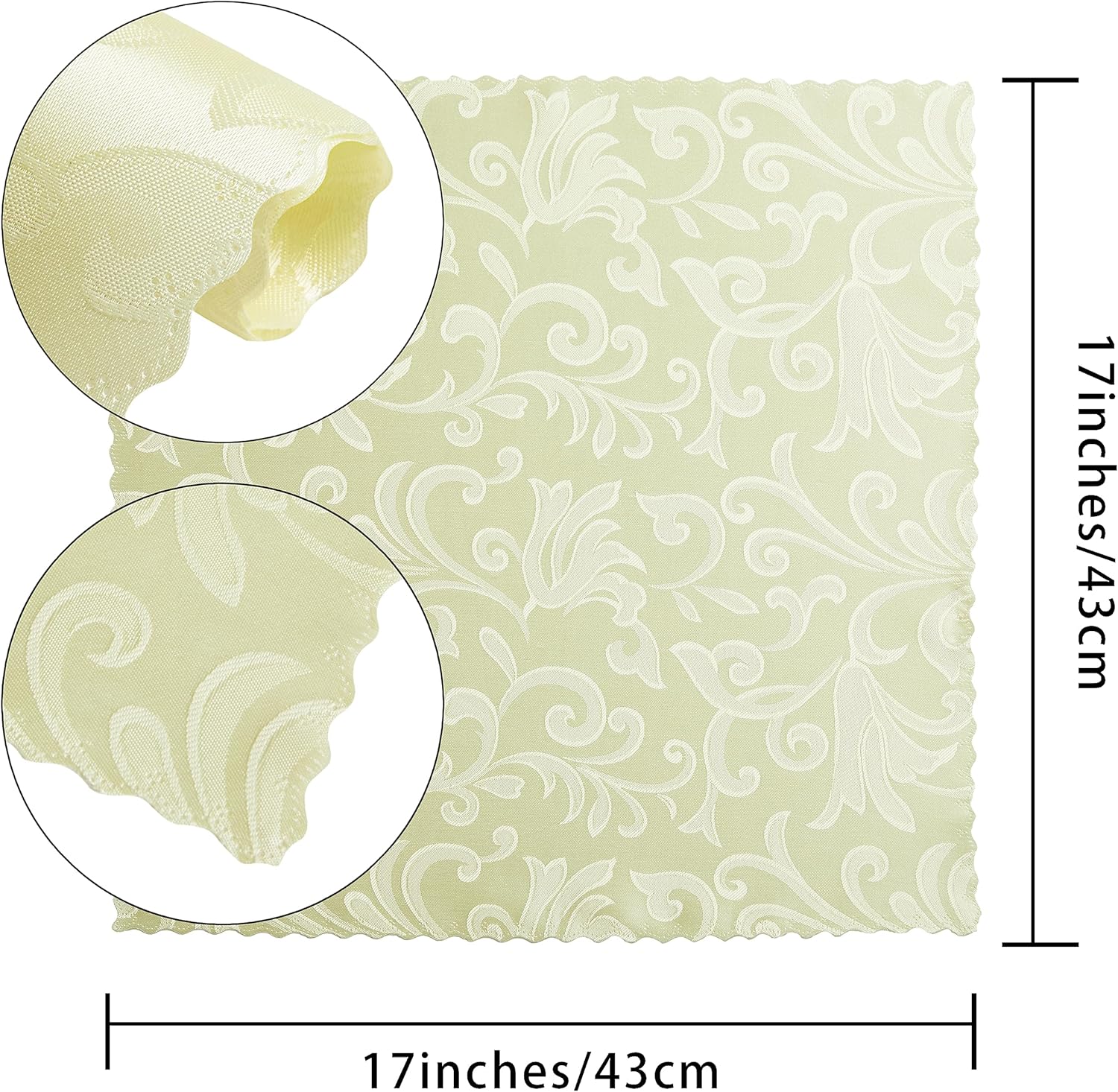 4-Piece Wave Scroll Napkins Light Yellow 17x17inch Water-Resistant