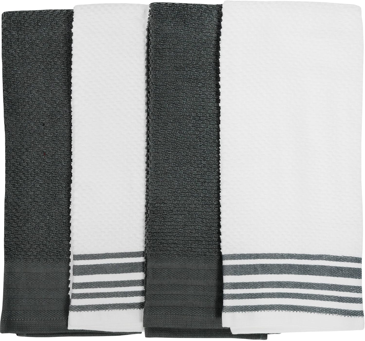 Mainstay Kitchen Towels Set of 4 - Gray and White Kitchen Linens Dishcloths