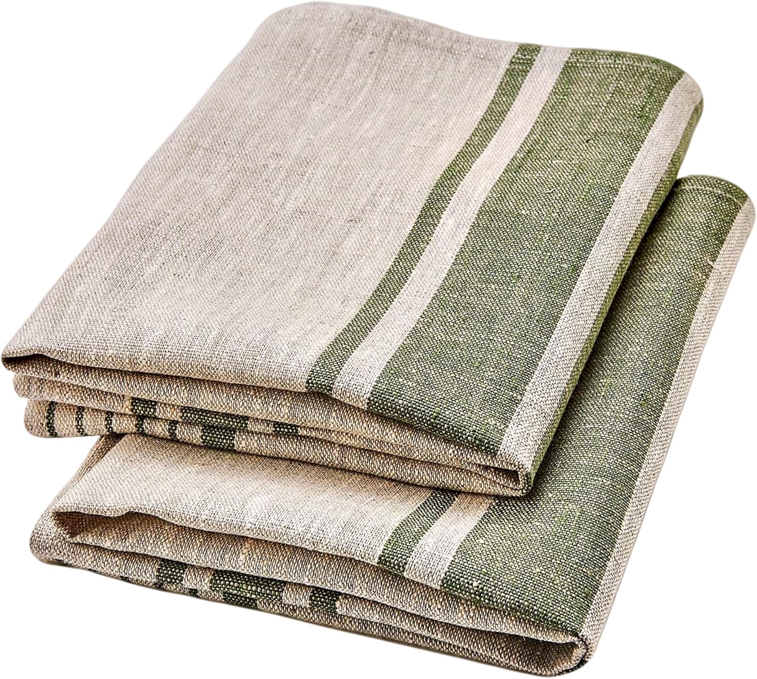 Hand-crafted linen tea towel Irish green style