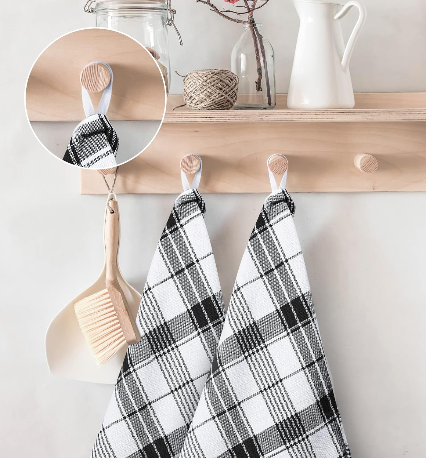 Utopia Premium Black White Dish Towels - 6 x 15x25 inches Set