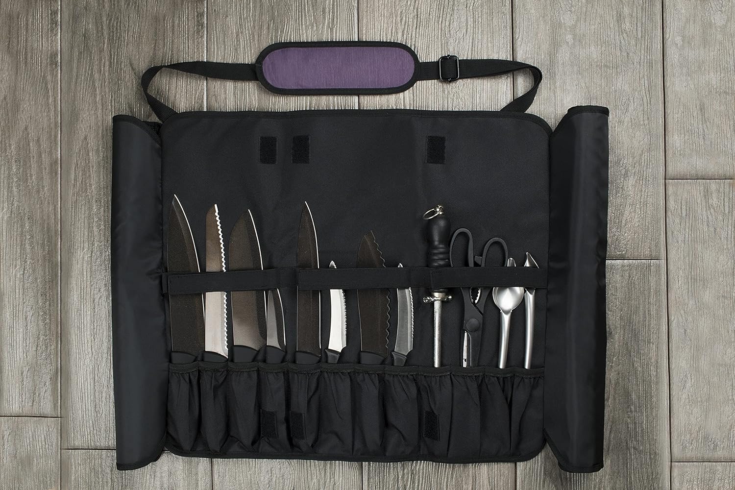 Asaya Chef Knife Roll Bag - 20-Pocket Durable Stain-Resistant