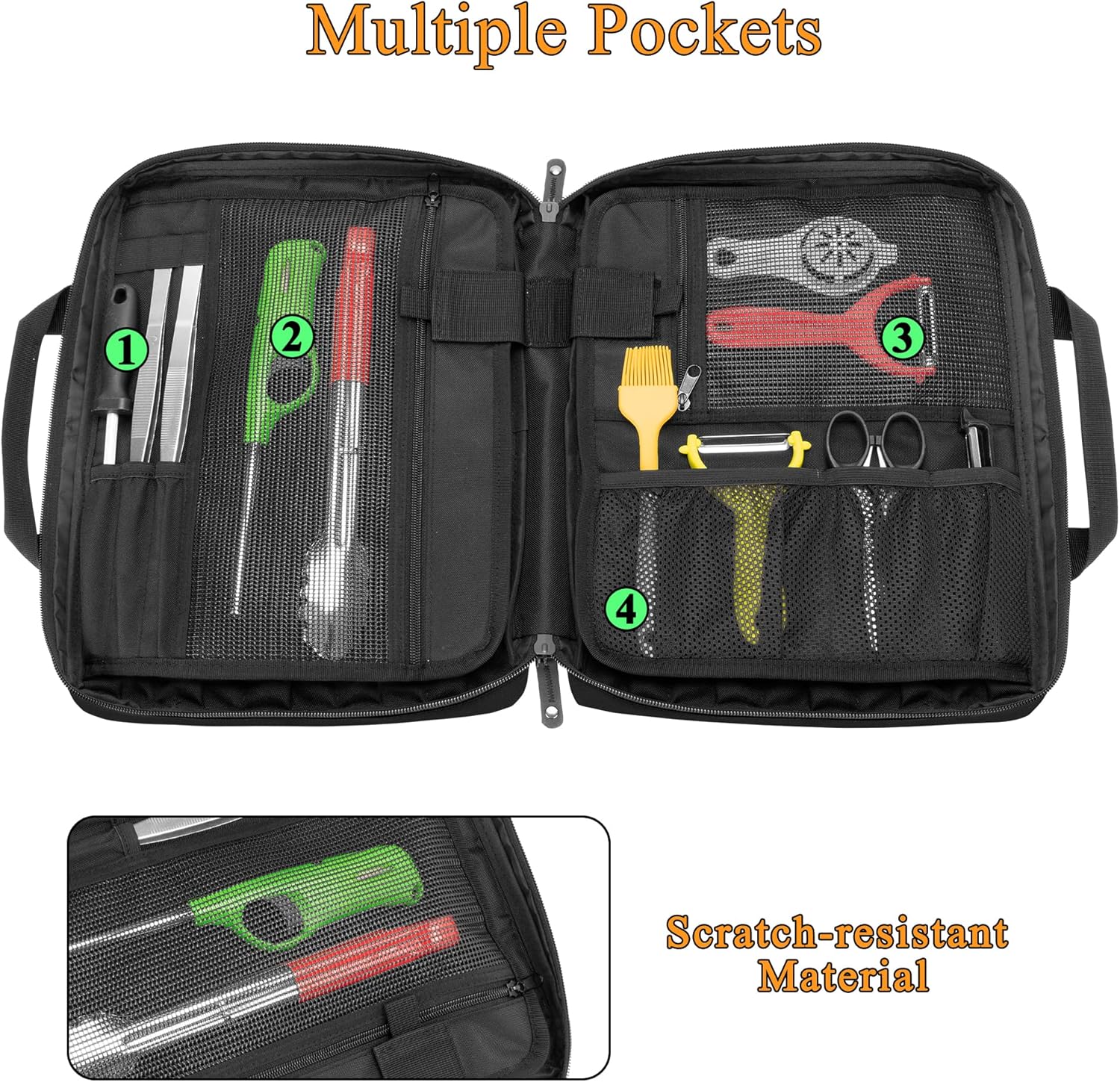 Samdew Chef Knife Bag with 20 Slots and Lockhole