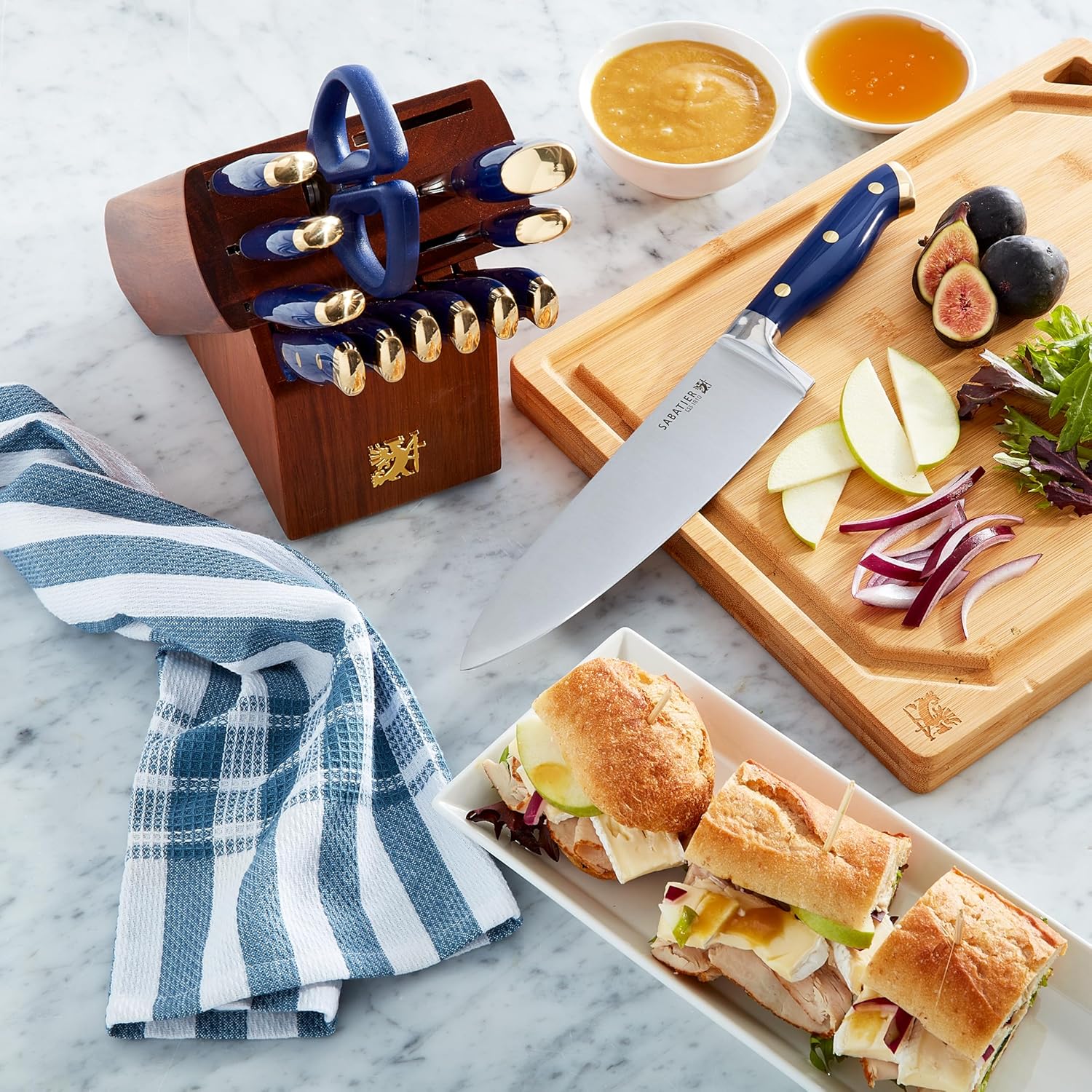 14-Piece Sabatier Knives Set Precision Cutting