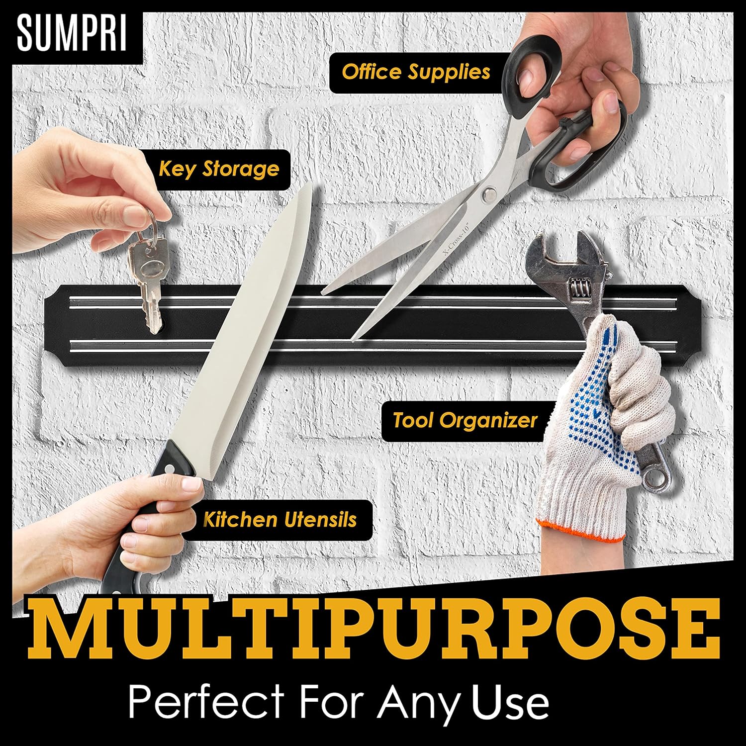 SUMPRI Magnetic Knife Holder Strip for Wall Set of 2 15 inch