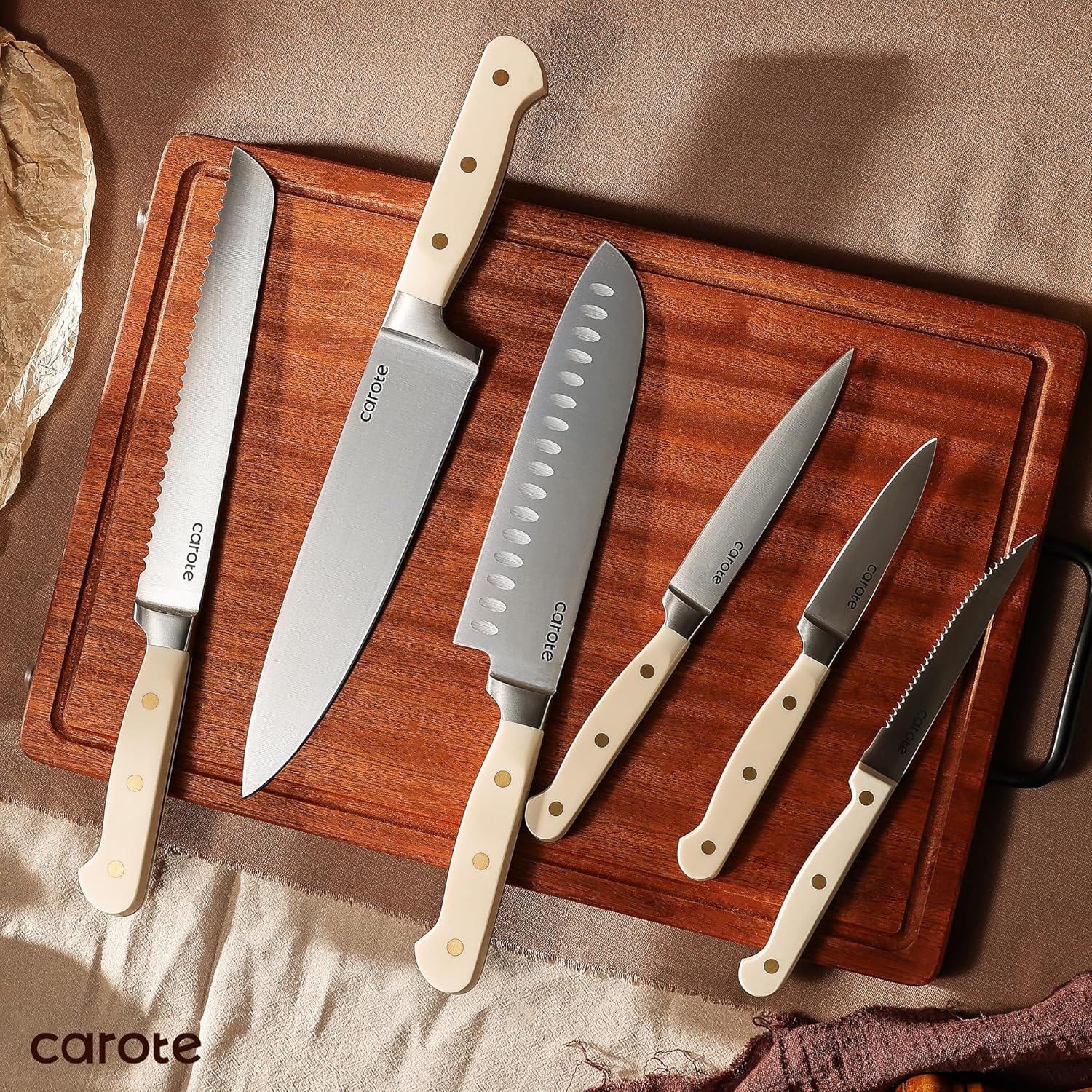 CAROTE 11-Piece Kitchen Knife Set with Block