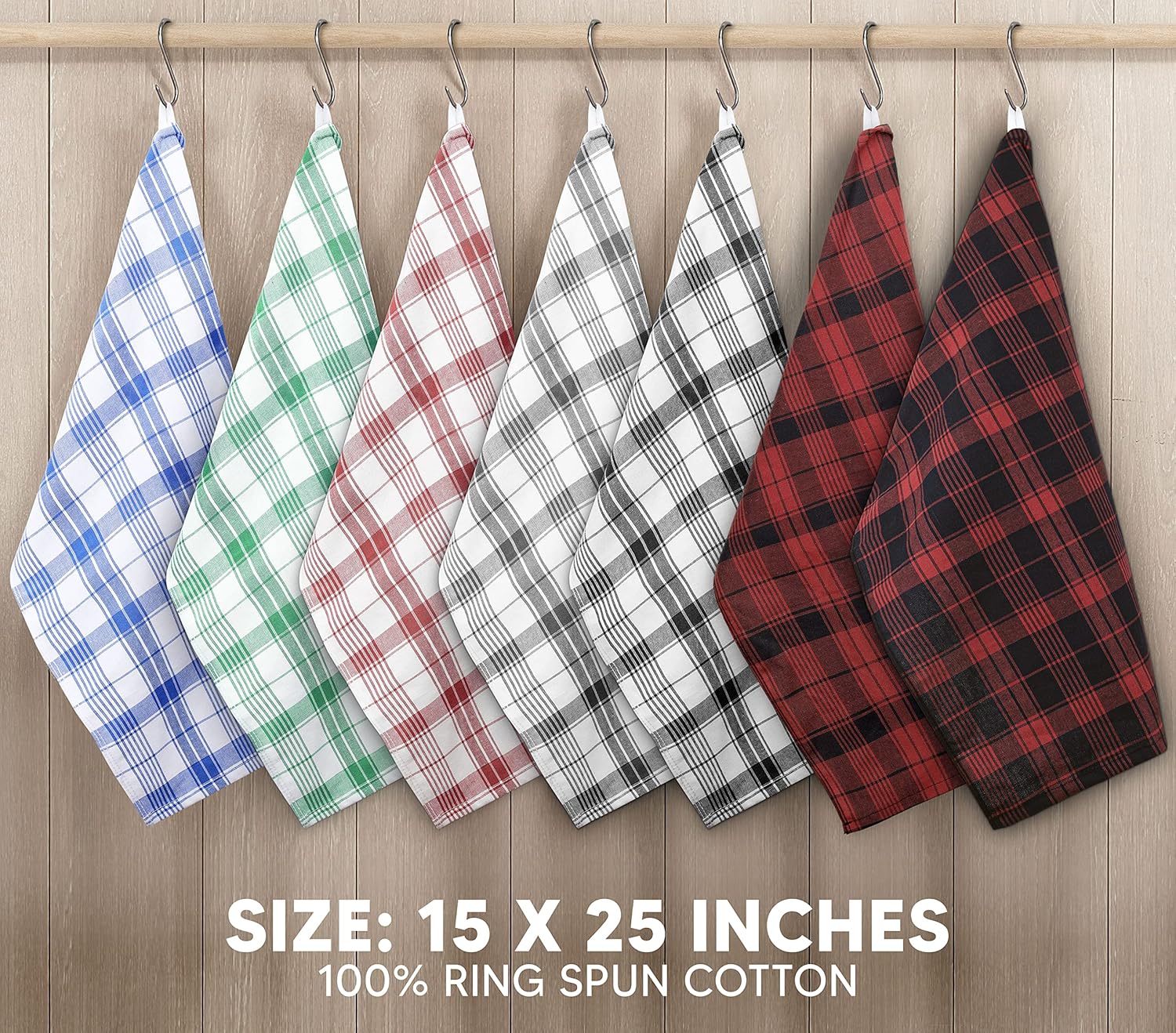 Utopia Premium Black White Dish Towels - 6 x 15x25 inches Set