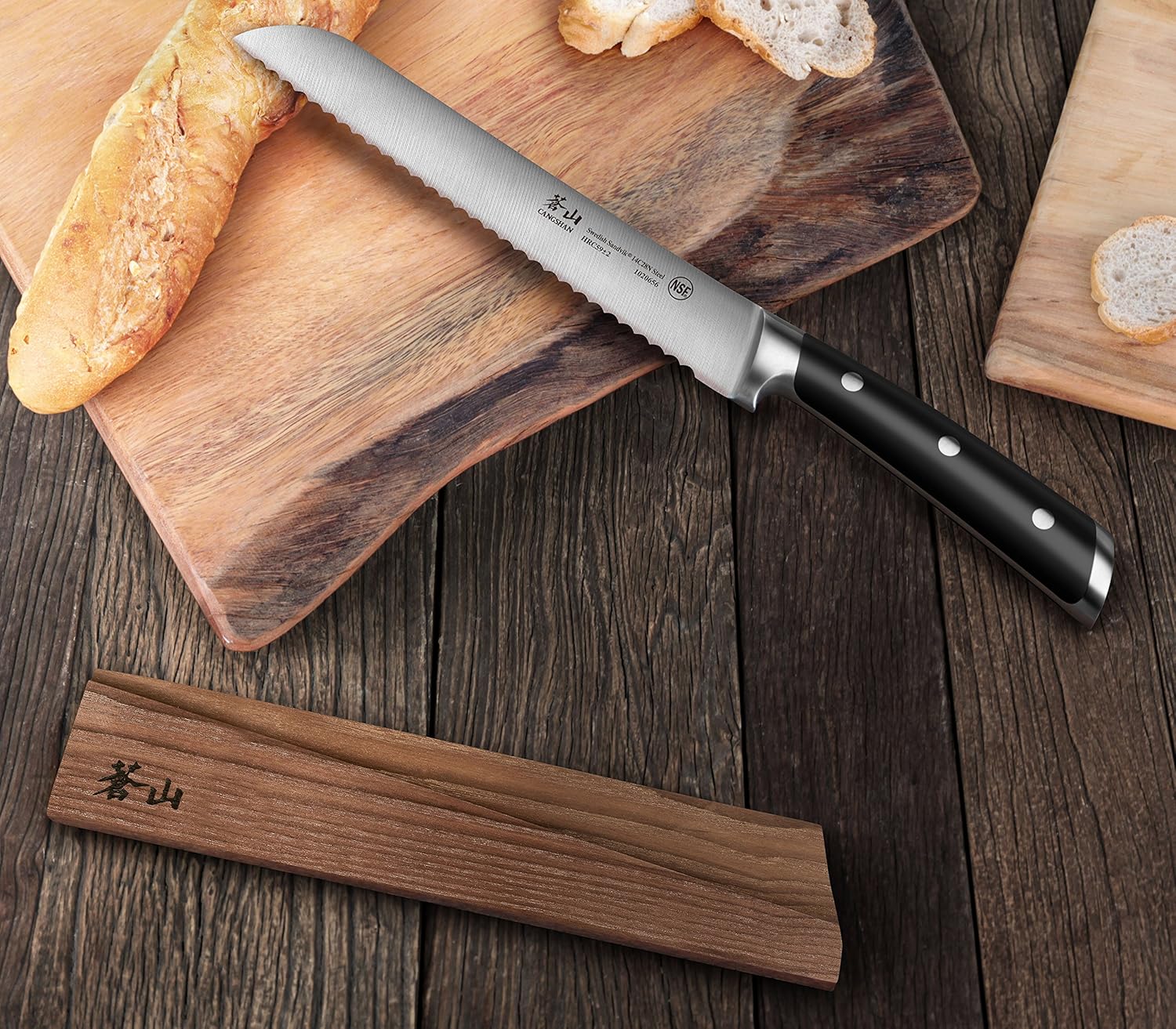 Solid Ash Wood Magnetic Sheath for 8-inch Cangshan Bread Knife