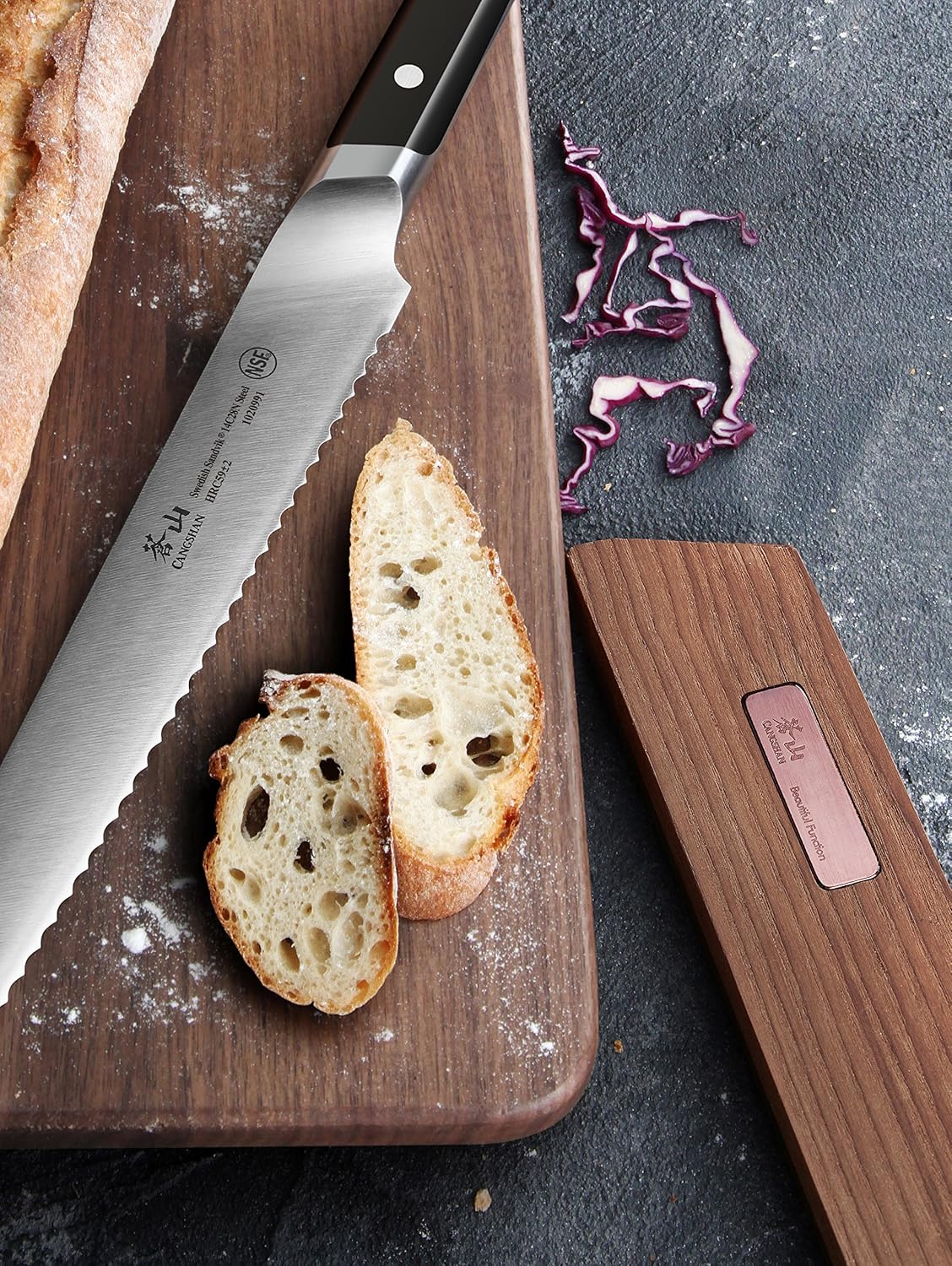 Solid Ash Wood Magnetic Sheath for 8-inch Cangshan Bread Knife