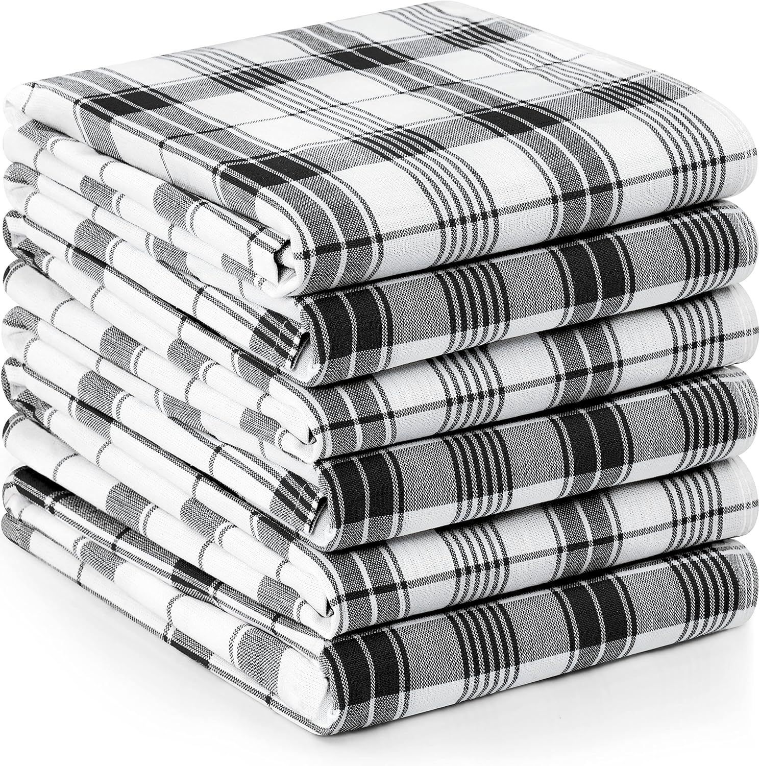 Utopia Premium Black White Dish Towels - 6 x 15x25 inches Set