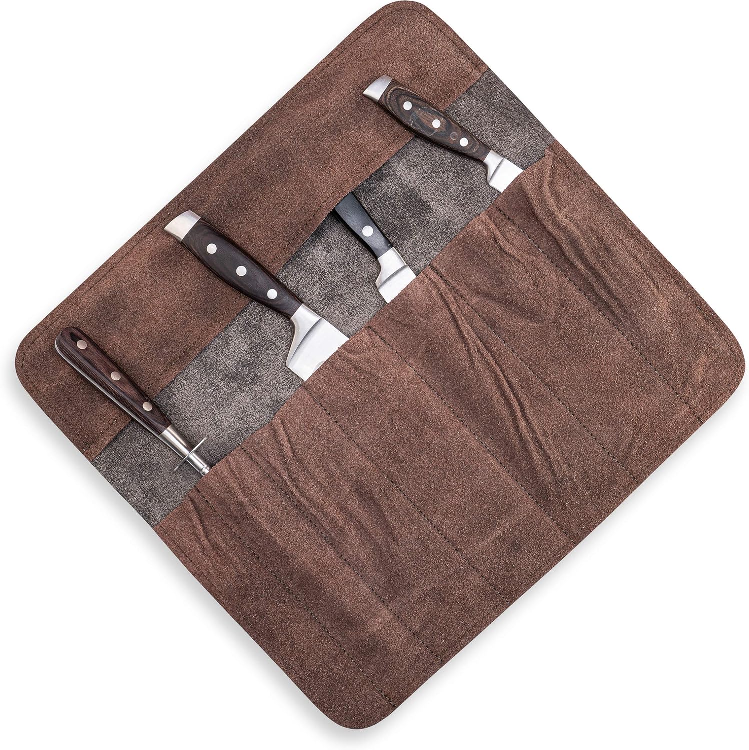 Premium Leather Knife Roll Bag with 7 Slots